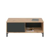 Tavolino da salotto rettangolare rovere nodi e antracite 100x40x50h cm - Axinia
