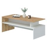 Tavolino da salotto rettangolare rovere nodi e bianco lucido 108x50x43h cm - Bartolomea