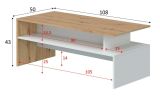 Tavolino da salotto rettangolare rovere nodi e bianco lucido 108x50x43h cm - Bartolomea
