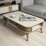 Tavolino da salotto rettangolo stondato crema 105x60x34h cm - Medicina