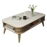 Tavolino da salotto rettangolo stondato crema 105x60x34h cm - Medicina