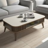 Tavolino da salotto rettangolo stondato crema 105x60x34h cm - Medicina