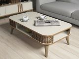 Tavolino da salotto rettangolo stondato crema 105x60x34h cm - Medicina
