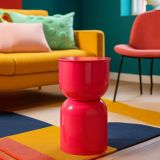 Tavolino da Salotto Rosa Forma Rotondo Colore Ripiano Rosa 33x51x33h cm, Materiale Piano in Metallo - Bandip