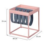 Tavolino da Salotto Rosa Portariviste 2 Vani 35x40x35h cm, Forma Rettangolare - Limana