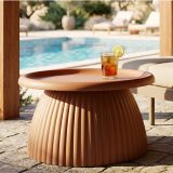 Tavolino da Salotto Rosso Adatto per Indoor-outdoor Forma Rotondo 71x35x71h cm, Colore Ripiano Rosso - Gamirese