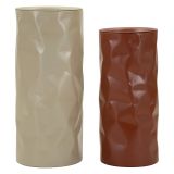 Tavolino da Salotto Rosso Beige set da 2 Forma Rotondo 34x74x34h cm, Colore Ripiano Rosso - Ganipara
