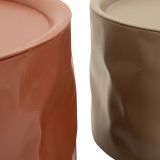 Tavolino da Salotto Rosso Marrone set da 2 Forma Rotondo 34x66x66h cm, Colore Ripiano Rosso - Ganovama