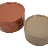 Tavolino da Salotto Rosso Marrone set da 2 Forma Rotondo 34x66x66h cm, Colore Ripiano Rosso - Ganovama