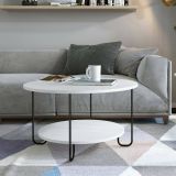 Tavolino da salotto rotondo bianco 80x80x45h cm - Plodio
