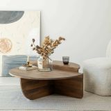 Tavolino da salotto rotondo noce 90x60x35h cm - Azim