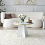 Tavolino da salotto rotondo oro e bianco 60x60x40h cm - Armanda