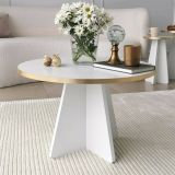 Tavolino da salotto rotondo oro e bianco 60x60x40h cm - Armanda