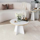 Tavolino da salotto rotondo oro e bianco 60x60x40h cm - Armanda