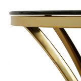 Tavolino da Salotto Trasparente oro Forma Rotondo Colore Ripiano Trasparente 108x108x60h cm, Materiale Struttura in Vetro - Datasiri