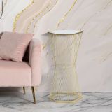 Tavolino da Salotto Trasparente oro Portaoggetti Forma Esagonale 40x35x80h cm, Colore Ripiano Trasparente - Daneso