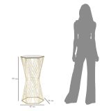 Tavolino da Salotto Trasparente oro Portaoggetti Forma Esagonale 40x35x80h cm, Colore Ripiano Trasparente - Daneso
