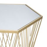 Tavolino da Salotto Trasparente oro Portaoggetti Forma Esagonale 40x35x80h cm, Colore Ripiano Trasparente - Daneso