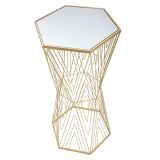 Tavolino da Salotto Trasparente oro Portaoggetti Forma Esagonale 40x35x80h cm, Colore Ripiano Trasparente - Daneso