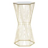 Tavolino da Salotto Trasparente oro Portaoggetti Forma Esagonale 40x35x80h cm, Colore Ripiano Trasparente - Daneso