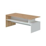 Tavolino da salotto Vail, Tavolino soggiorno, Tavolino da caffè, Tavolo basso, 100x50h43 cm, Rovere Nodi e Bianco lucido
