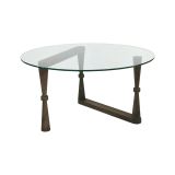 Tavolino da salotto Vegastra, Tavolo basso da soggiorno, Ripiano da caffè, Tavolino per divano, 80x80h41 cm, Noce