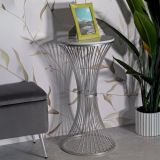 Tavolino salotto circolare argento 40x40x79h cm base intrecciata - Merli