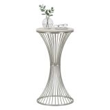 Tavolino salotto circolare argento 40x40x79h cm base intrecciata - Merli