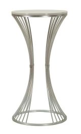 Tavolino salotto circolare argento 40x40x79h cm base intrecciata - Merli