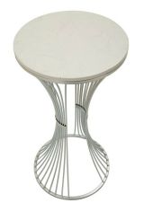 Tavolino salotto circolare argento 40x40x79h cm base intrecciata - Merli