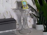 Tavolino salotto circolare argento 40x40x79h cm base intrecciata - Merli