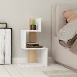 Tavolino salotto irregolare bianco e rovere 42x30x72h cm - Umbro