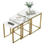 Tavolino salotto quadrato bianco e oro 40x40x42h cm - Collio