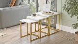 Tavolino salotto quadrato bianco e oro 40x40x42h cm - Collio