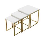 Tavolino salotto quadrato bianco e oro 40x40x42h cm - Collio