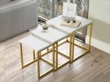 Tavolino salotto quadrato bianco e oro 40x40x42h cm - Collio