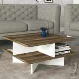 Tavolino salotto quadrato noce e bianco 60x60x31h cm - Sovrani