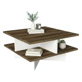 Tavolino salotto quadrato noce e bianco 60x60x31h cm - Sovrani