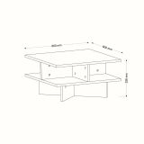 Tavolino salotto quadrato noce e bianco 60x60x31h cm - Sovrani