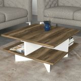 Tavolino salotto quadrato noce e bianco 60x60x31h cm - Sovrani