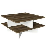 Tavolino salotto quadrato noce e bianco 60x60x31h cm - Sovrani