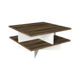Tavolino salotto quadrato noce e bianco 60x60x31h cm - Sovrani