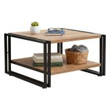 Tavolino salotto quadrato quercia e nero 70x70x40h cm con ante reversibili - Gioacchina