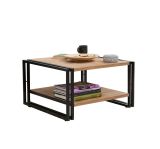 Tavolino salotto quadrato quercia e nero 70x70x40h cm con ante reversibili - Gioacchina