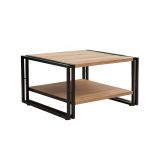 Tavolino salotto quadrato quercia e nero 70x70x40h cm con ante reversibili - Gioacchina
