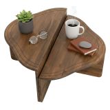 Tavolino salotto rettangolare angoli arrotondoti noce 90x90x40h cm - Emiri