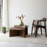 Tavolino salotto rettangolare angoli arrotondoti noce 90x90x40h cm - Emiri