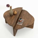 Tavolino salotto rettangolare angoli arrotondoti noce 90x90x40h cm - Emiri