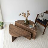 Tavolino salotto rettangolare angoli arrotondoti noce 90x90x40h cm - Emiri