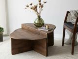Tavolino salotto rettangolare angoli arrotondoti noce 90x90x40h cm - Emiri